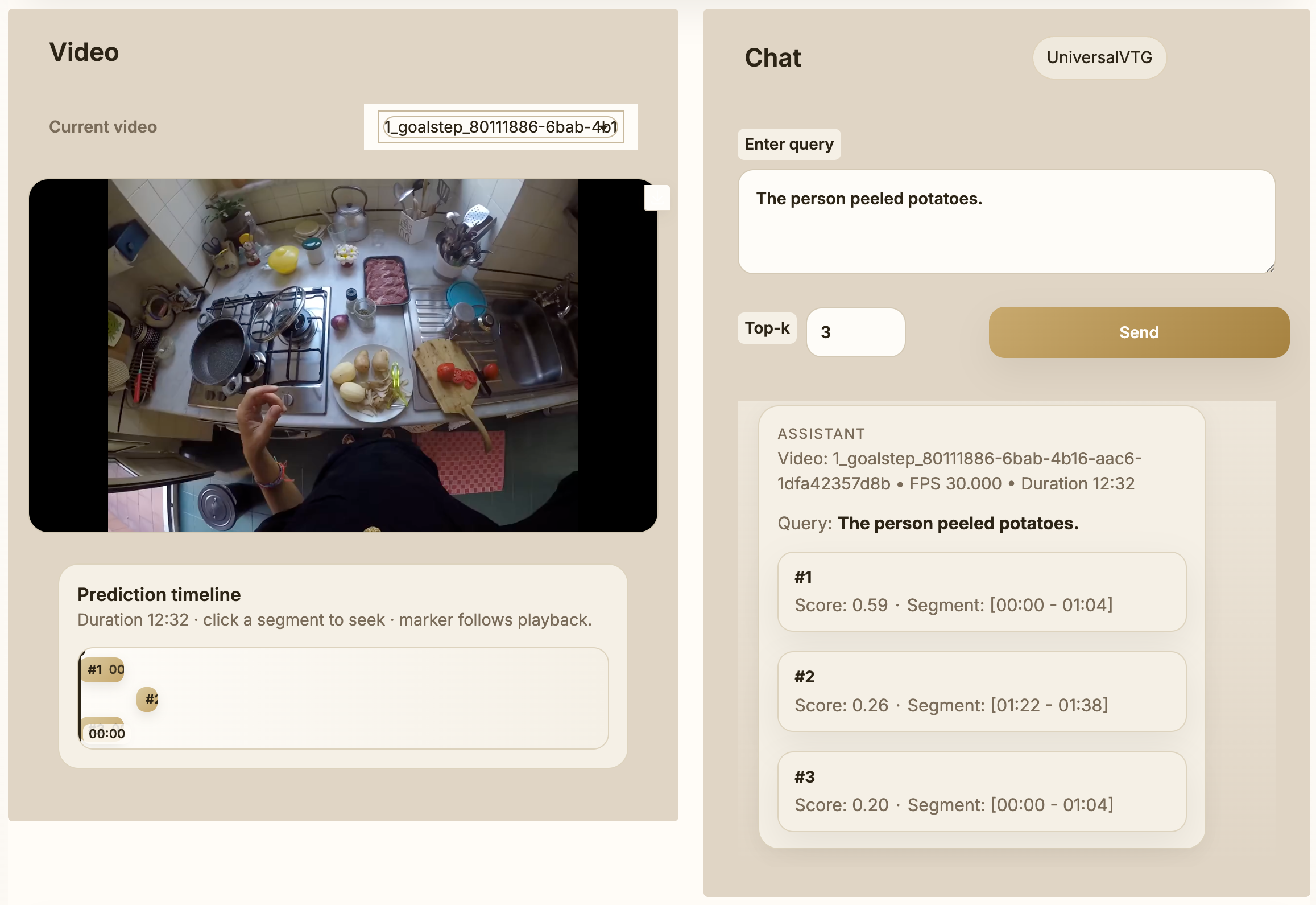 UniversalVTG Interactive Demo — video temporal grounding with natural-language queries